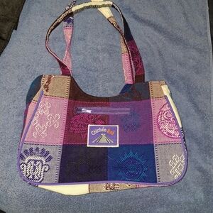 Womens Patchwork Bag Purple Blue